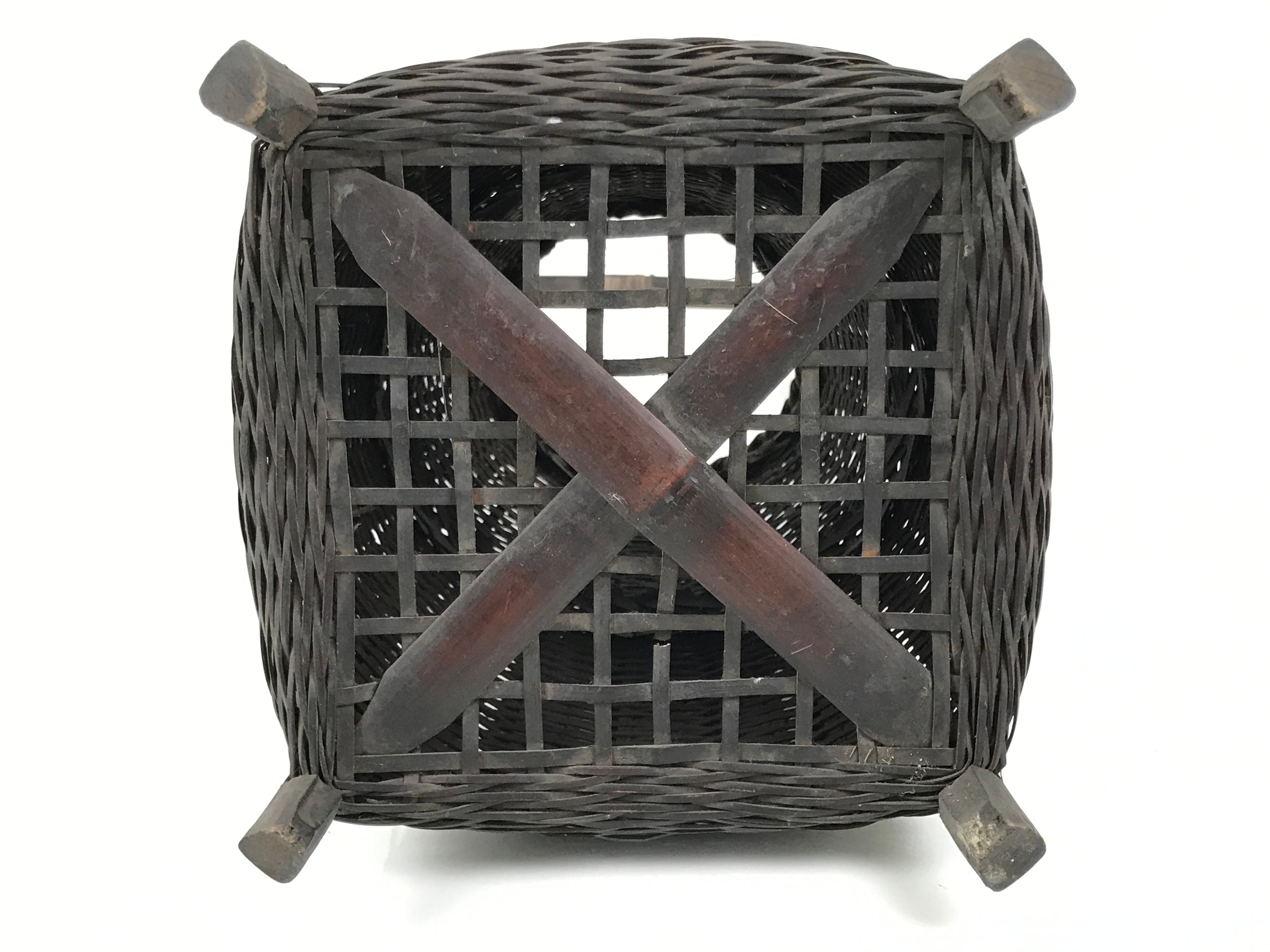 Japanese Handwoven Bamboo Basket Vtg Kago Ikebana Flower Arrangement Vase B268-KT - Basket-chidorivintage.com