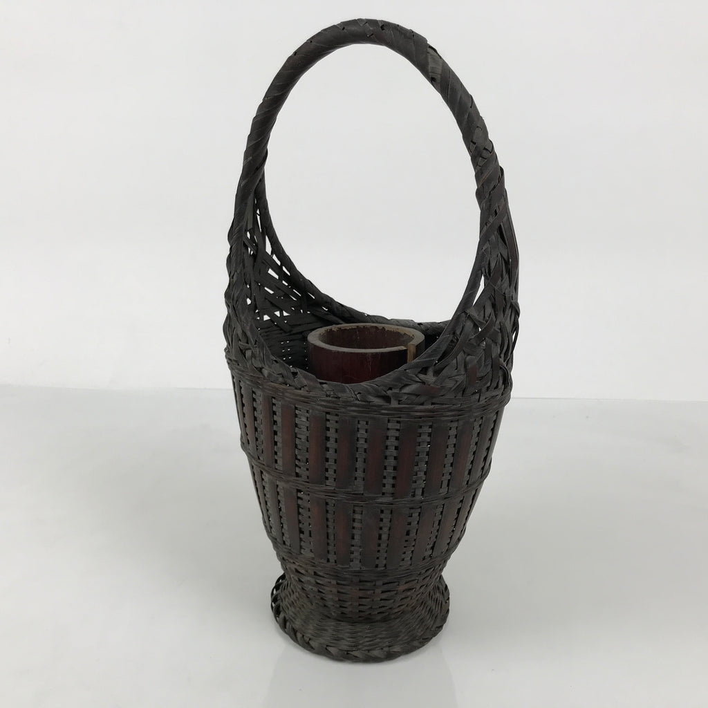 Japanese Handwoven Bamboo Basket Vtg Kago Ikebana Flower Arrangement Vase B269-KT - Basket-chidorivintage.com