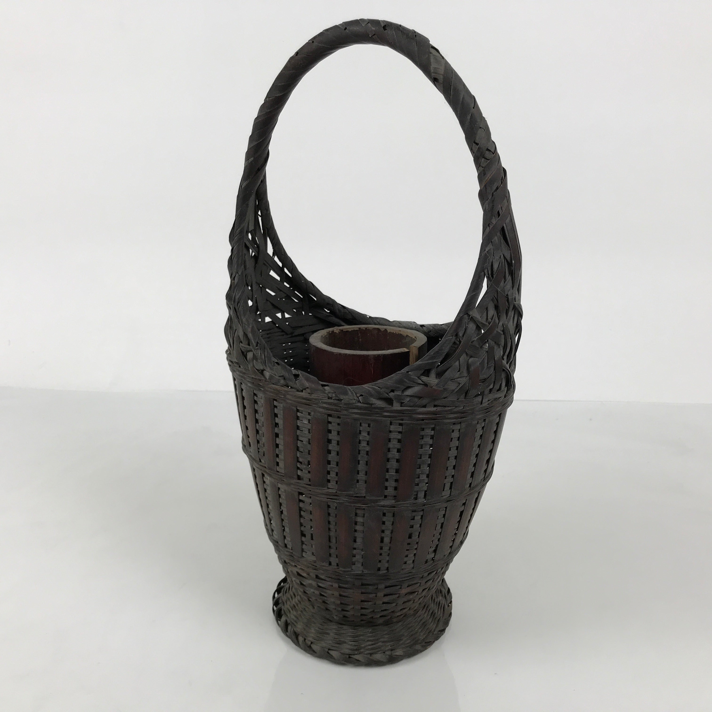 Japanese Handwoven Bamboo Basket Vtg Kago Ikebana Flower Arrangement Vase B269-KT - Basket-chidorivintage.com
