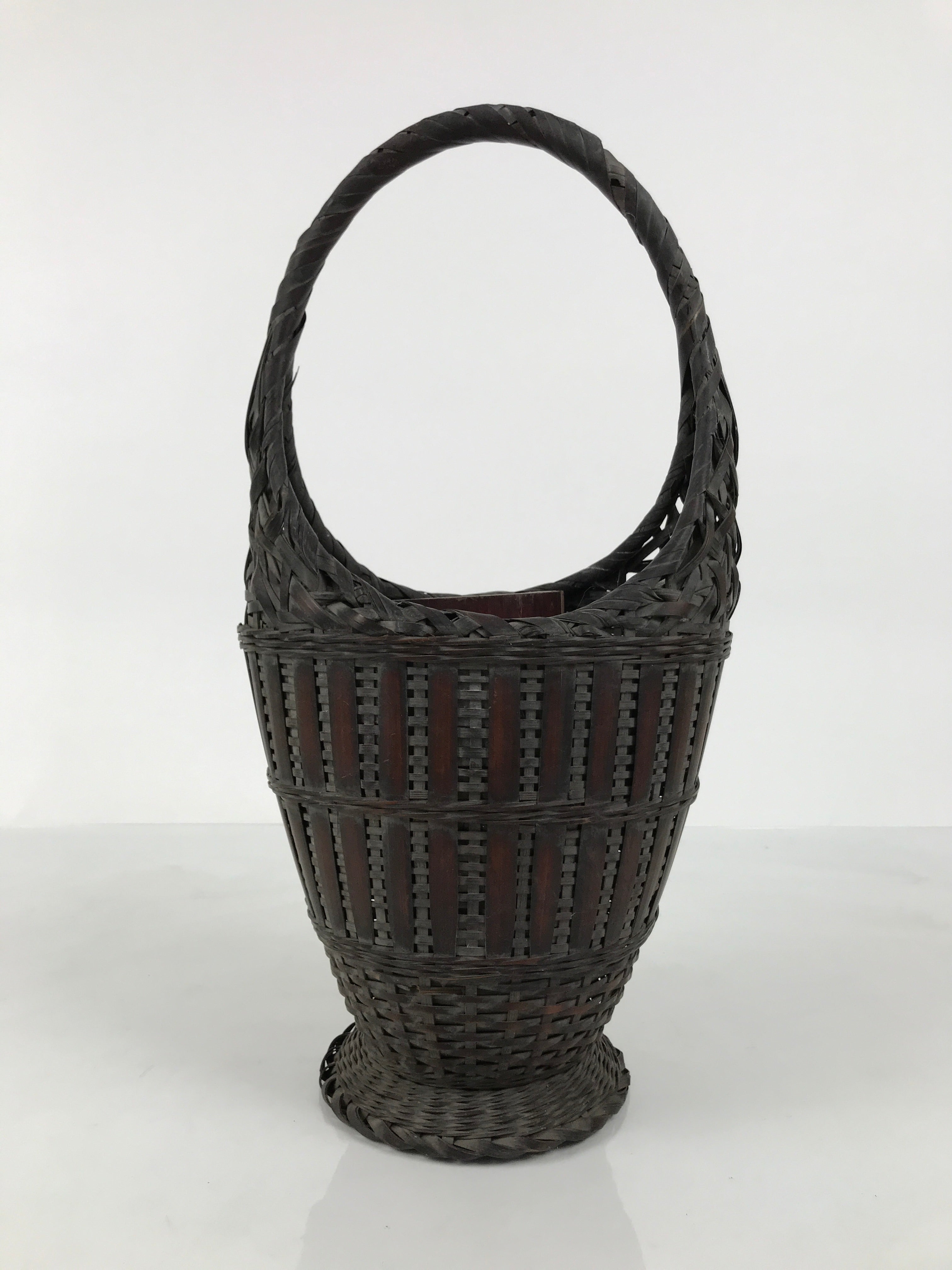 Japanese Handwoven Bamboo Basket Vtg Kago Ikebana Flower Arrangement Vase B269-KT - Basket-chidorivintage.com