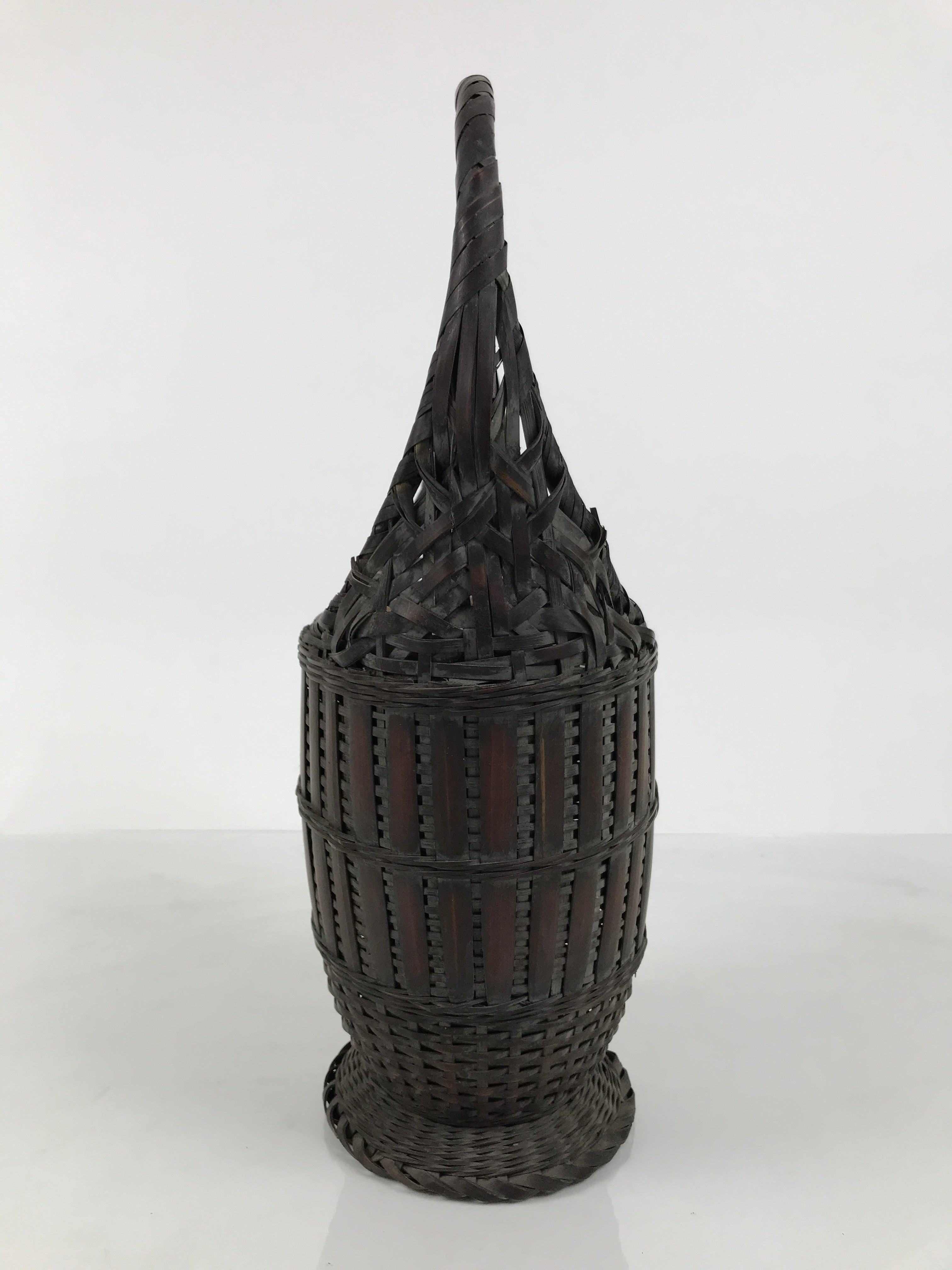 Japanese Handwoven Bamboo Basket Vtg Kago Ikebana Flower Arrangement Vase B269-KT - Basket-chidorivintage.com