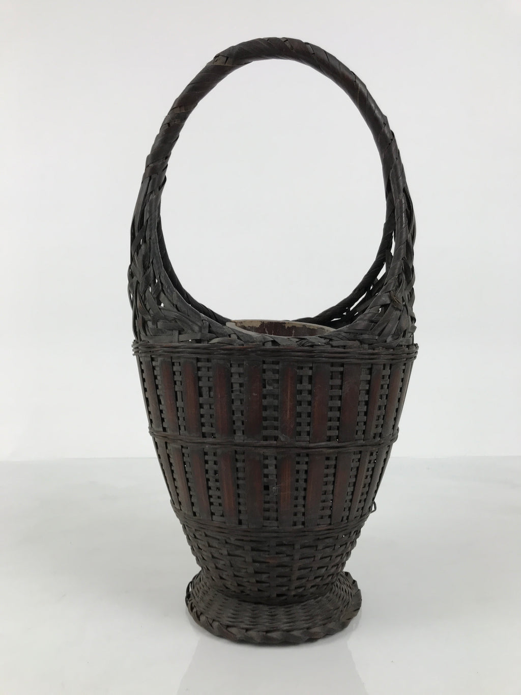 Japanese Handwoven Bamboo Basket Vtg Kago Ikebana Flower Arrangement Vase B269-KT - Basket-chidorivintage.com