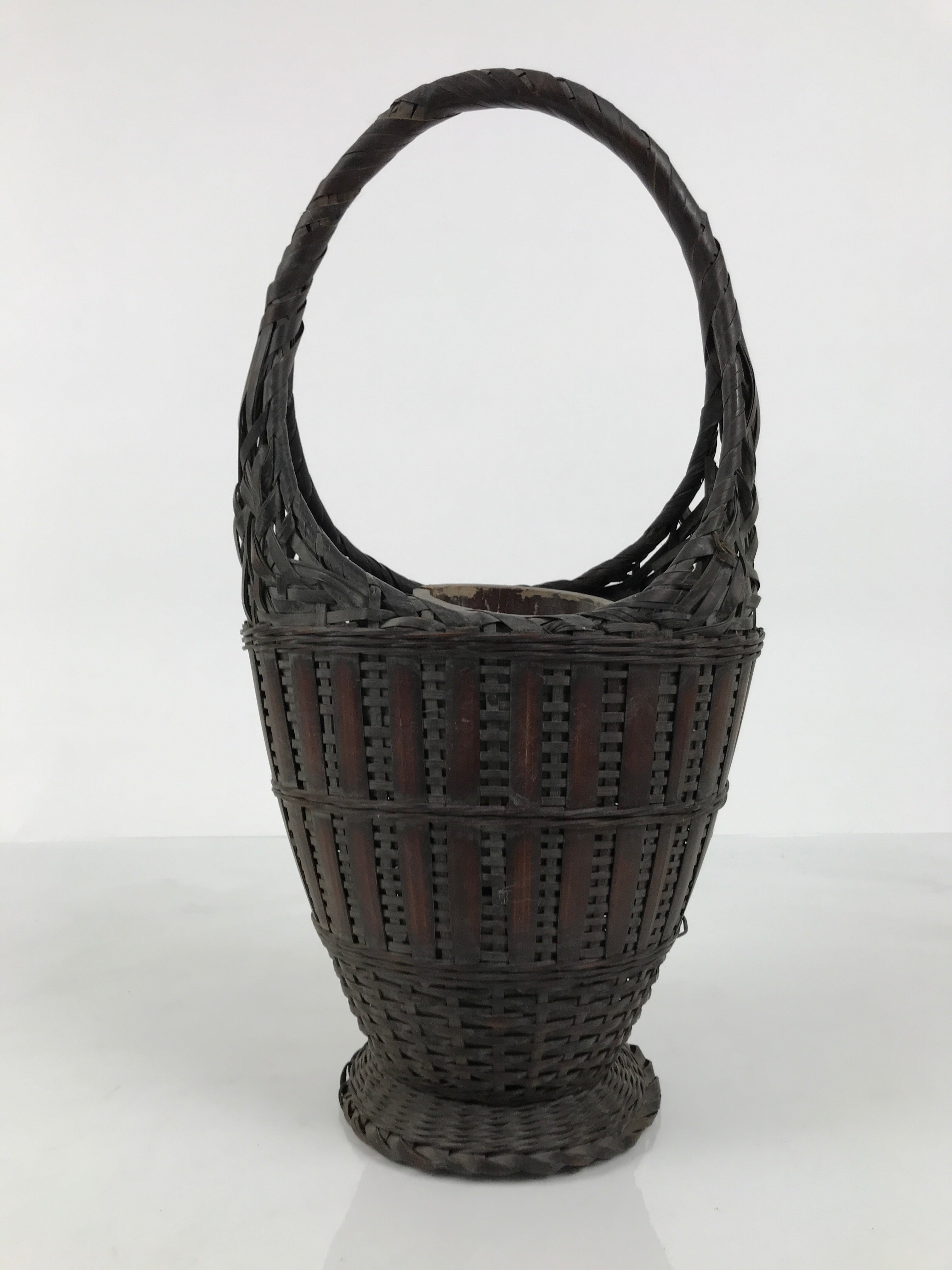 Japanese Handwoven Bamboo Basket Vtg Kago Ikebana Flower Arrangement Vase B269-KT - Basket-chidorivintage.com