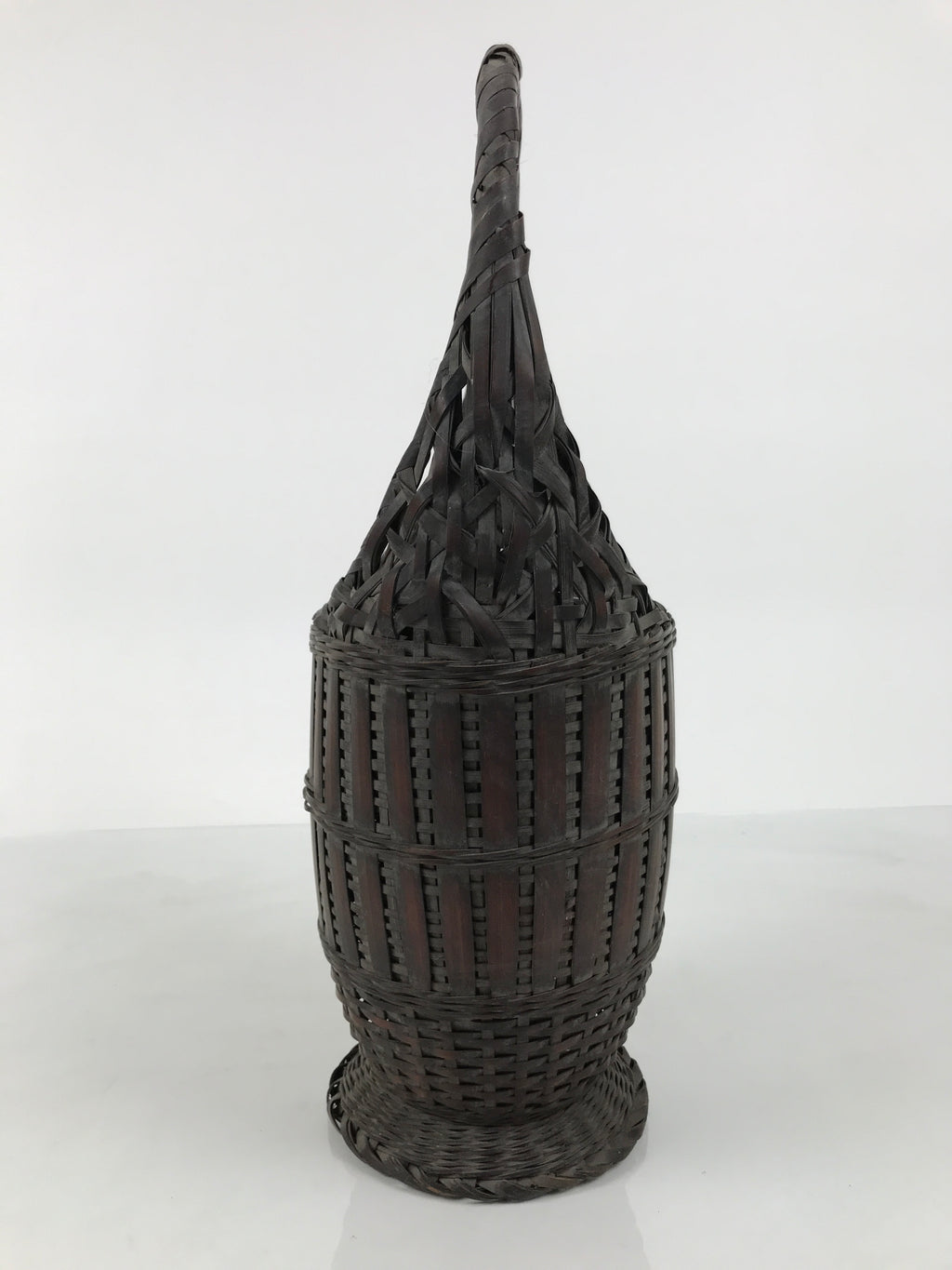 Japanese Handwoven Bamboo Basket Vtg Kago Ikebana Flower Arrangement Vase B269-KT - Basket-chidorivintage.com
