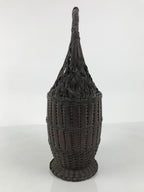 Japanese Handwoven Bamboo Basket Vtg Kago Ikebana Flower Arrangement Vase B269-KT - Basket-chidorivintage.com