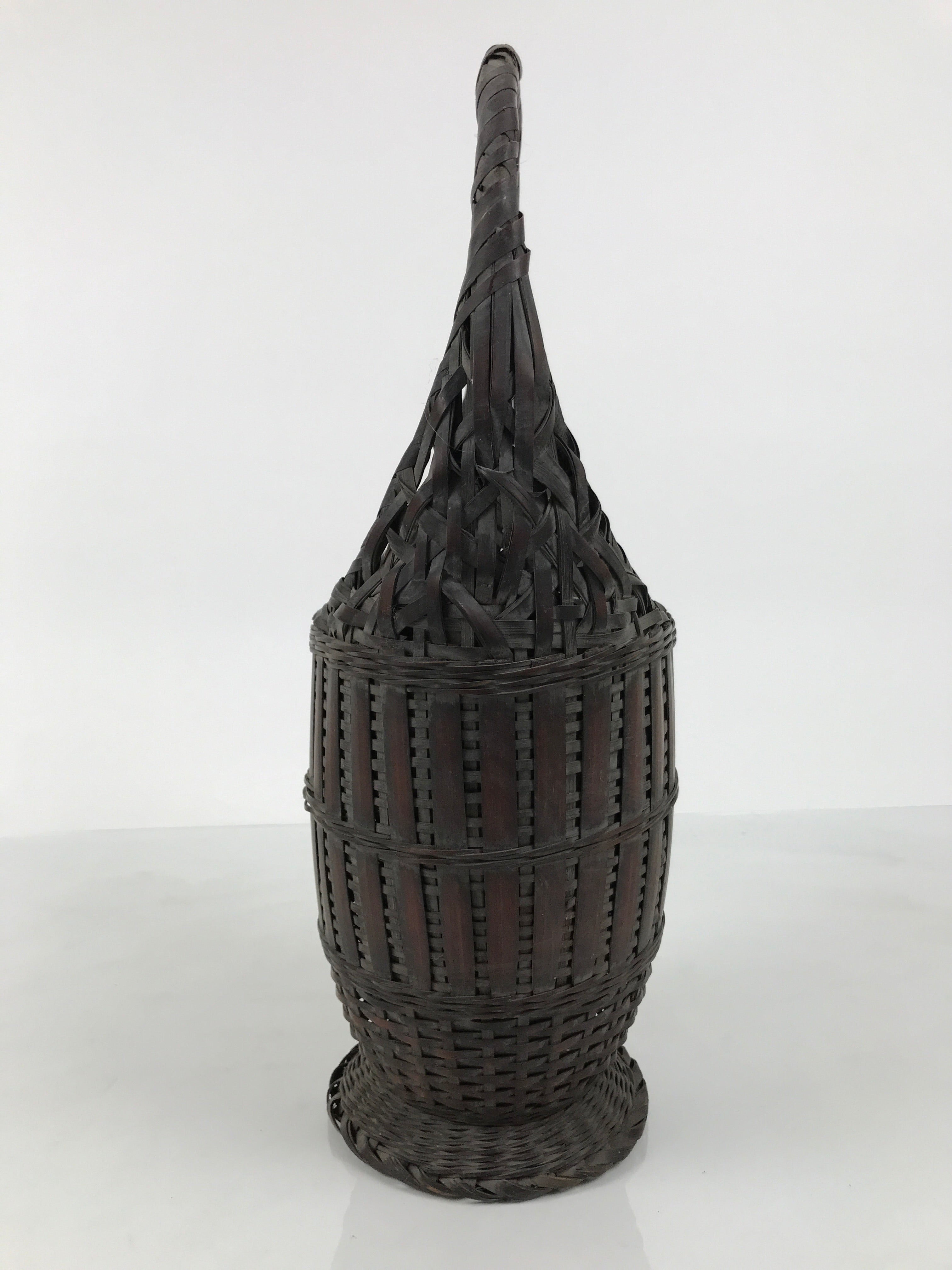 Japanese Handwoven Bamboo Basket Vtg Kago Ikebana Flower Arrangement Vase B269-KT - Basket-chidorivintage.com