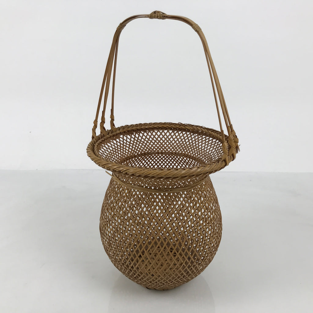 Japanese Handwoven Bamboo Basket Vtg Kago Ikebana Flower Arrangement Vase B270-KT - Basket-chidorivintage.com