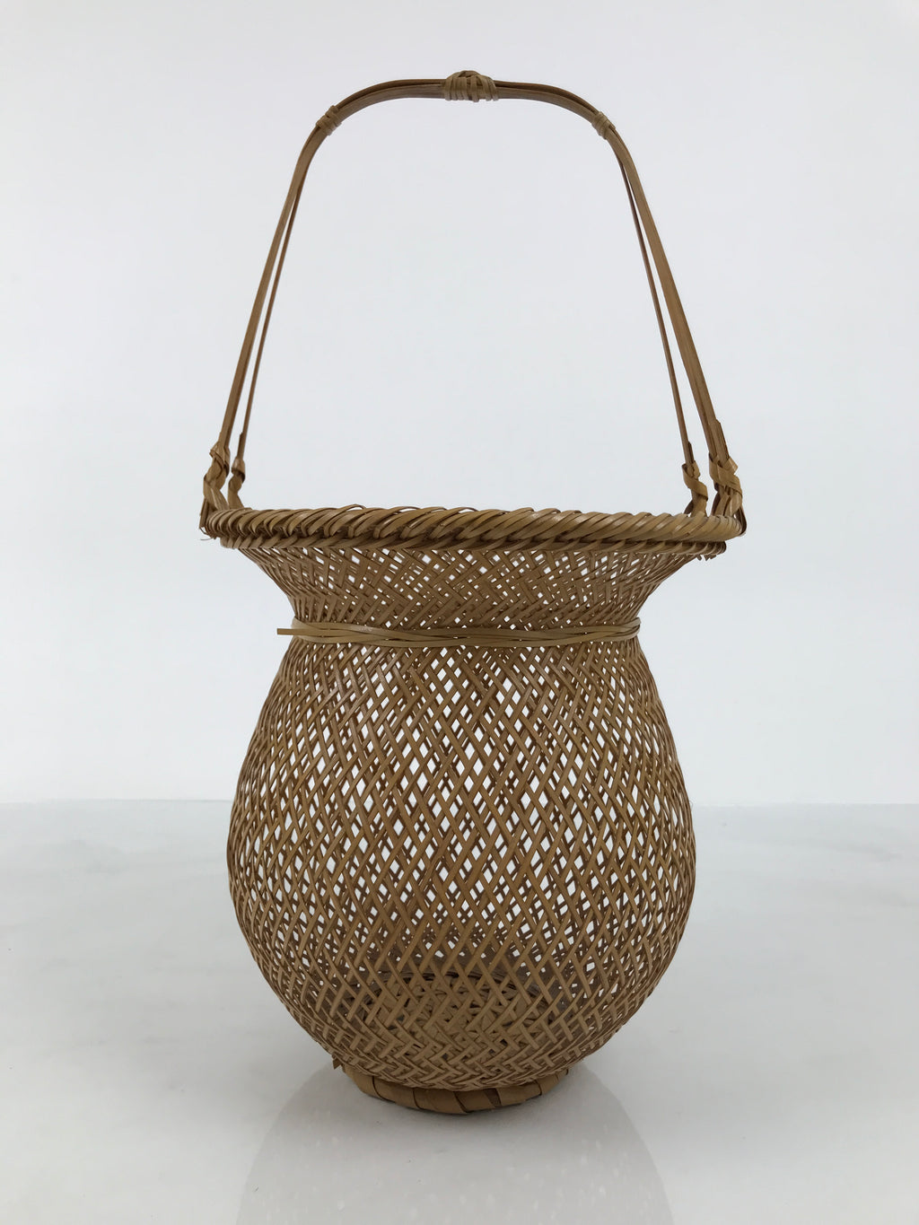Japanese Handwoven Bamboo Basket Vtg Kago Ikebana Flower Arrangement Vase B270-KT - Basket-chidorivintage.com