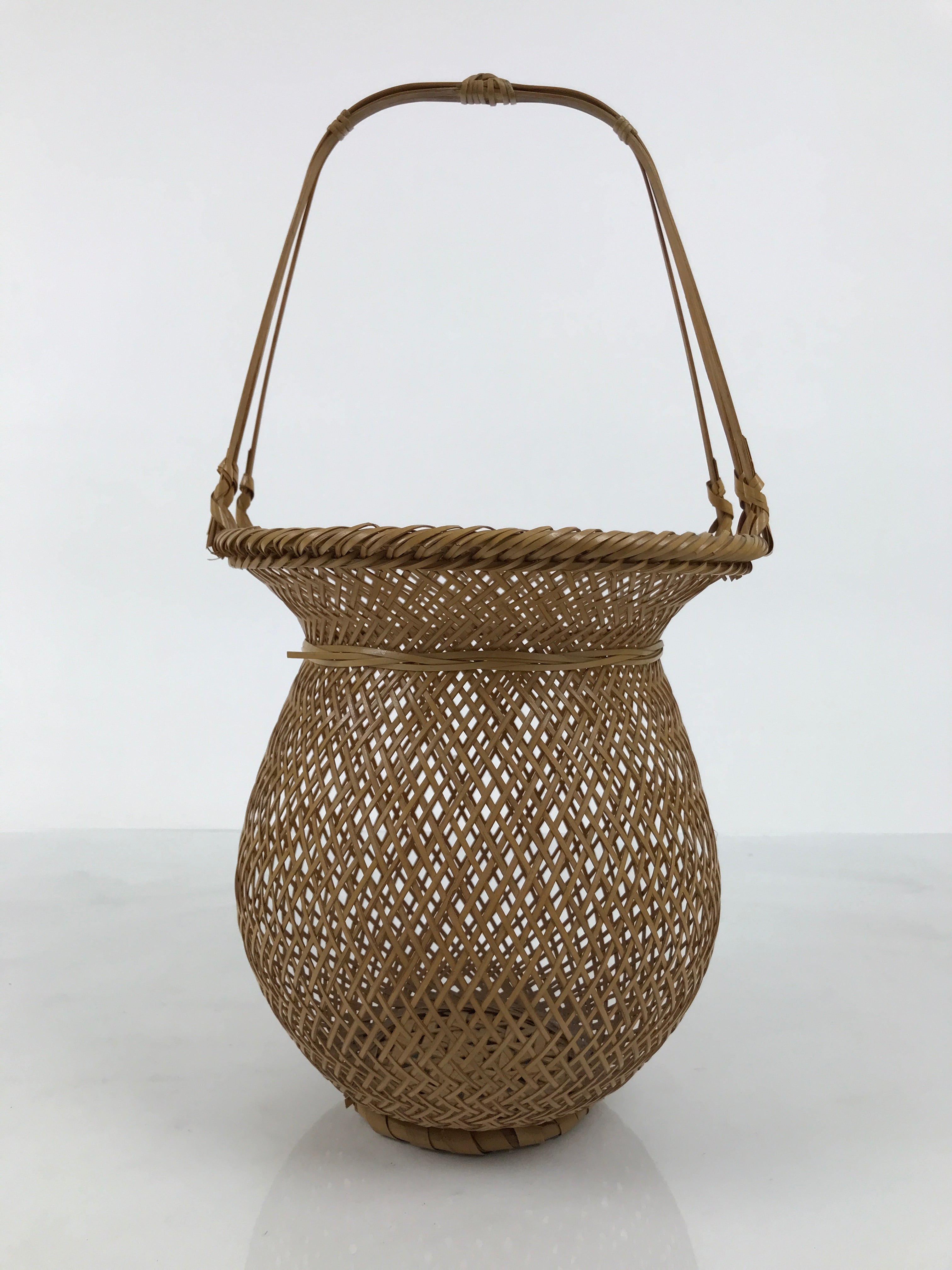 Japanese Handwoven Bamboo Basket Vtg Kago Ikebana Flower Arrangement Vase B270-KT - Basket-chidorivintage.com