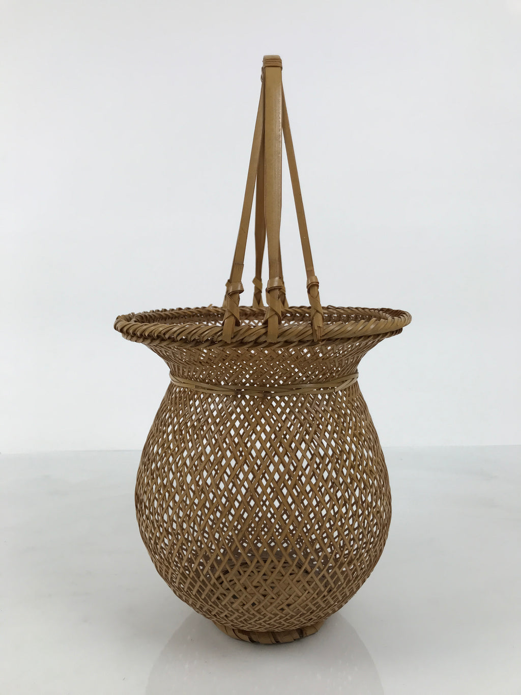 Japanese Handwoven Bamboo Basket Vtg Kago Ikebana Flower Arrangement Vase B270-KT - Basket-chidorivintage.com