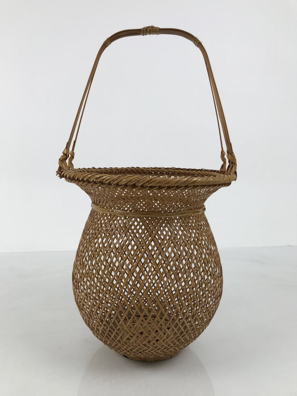Japanese Handwoven Bamboo Basket Vtg Kago Ikebana Flower Arrangement Vase B270-KT - Basket-chidorivintage.com