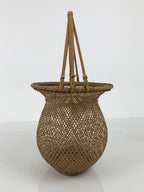 Japanese Handwoven Bamboo Basket Vtg Kago Ikebana Flower Arrangement Vase B270-KT - Basket-chidorivintage.com