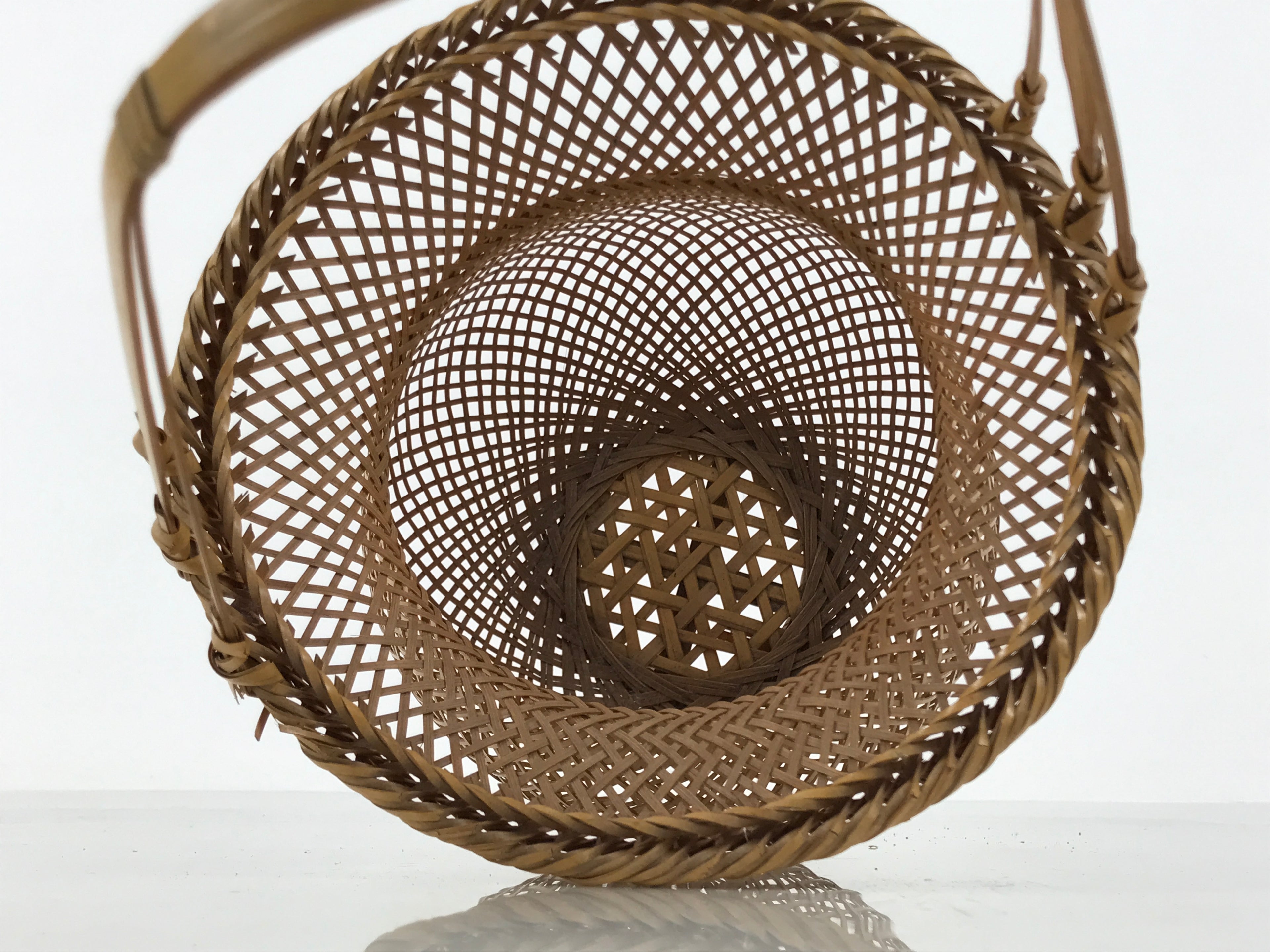 Japanese Handwoven Bamboo Basket Vtg Kago Ikebana Flower Arrangement Vase B270-KT - Basket-chidorivintage.com