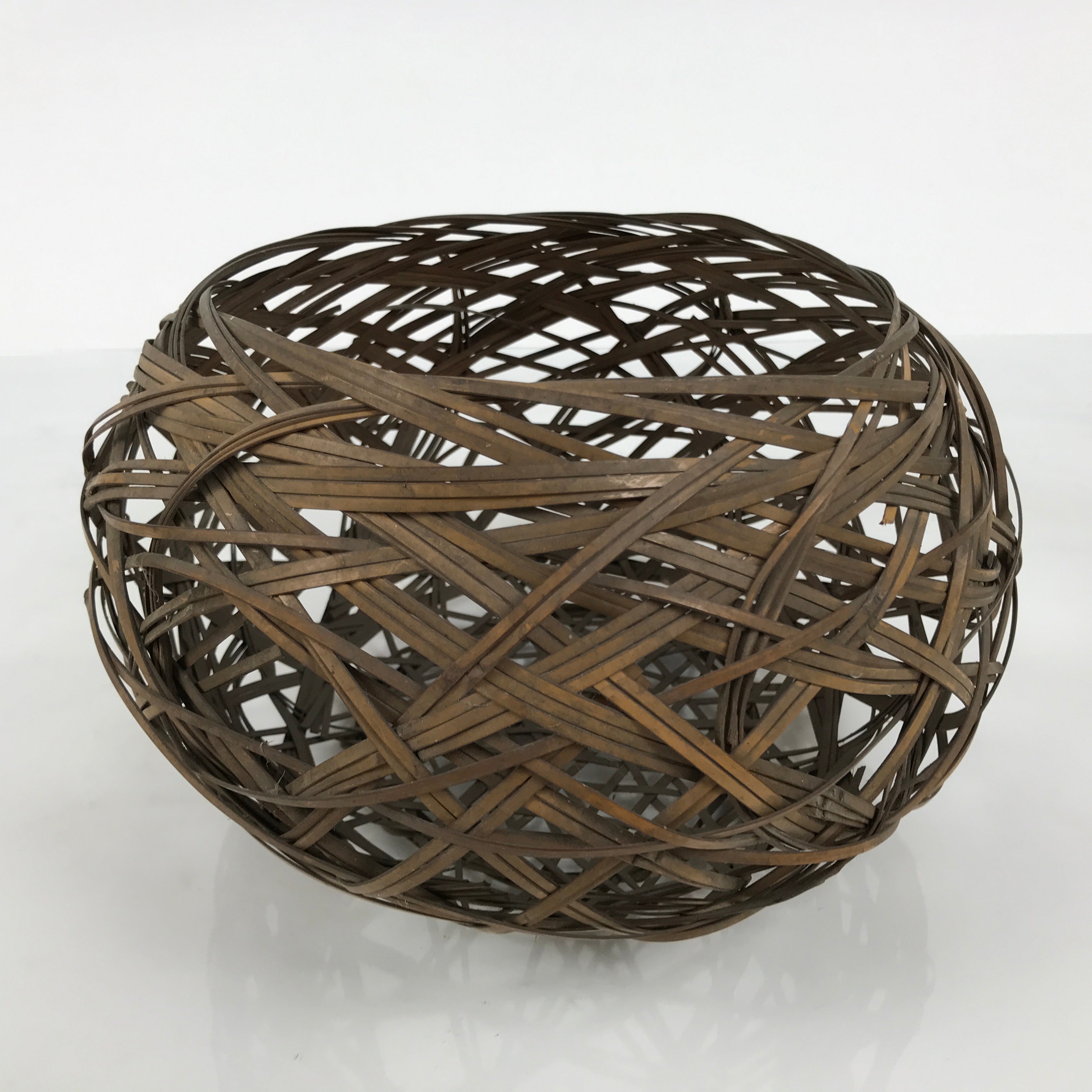 Japanese Handwoven Bamboo Basket Vtg Kago Ikebana Flower Arrangement Vase B271-KT - Basket-chidorivintage.com
