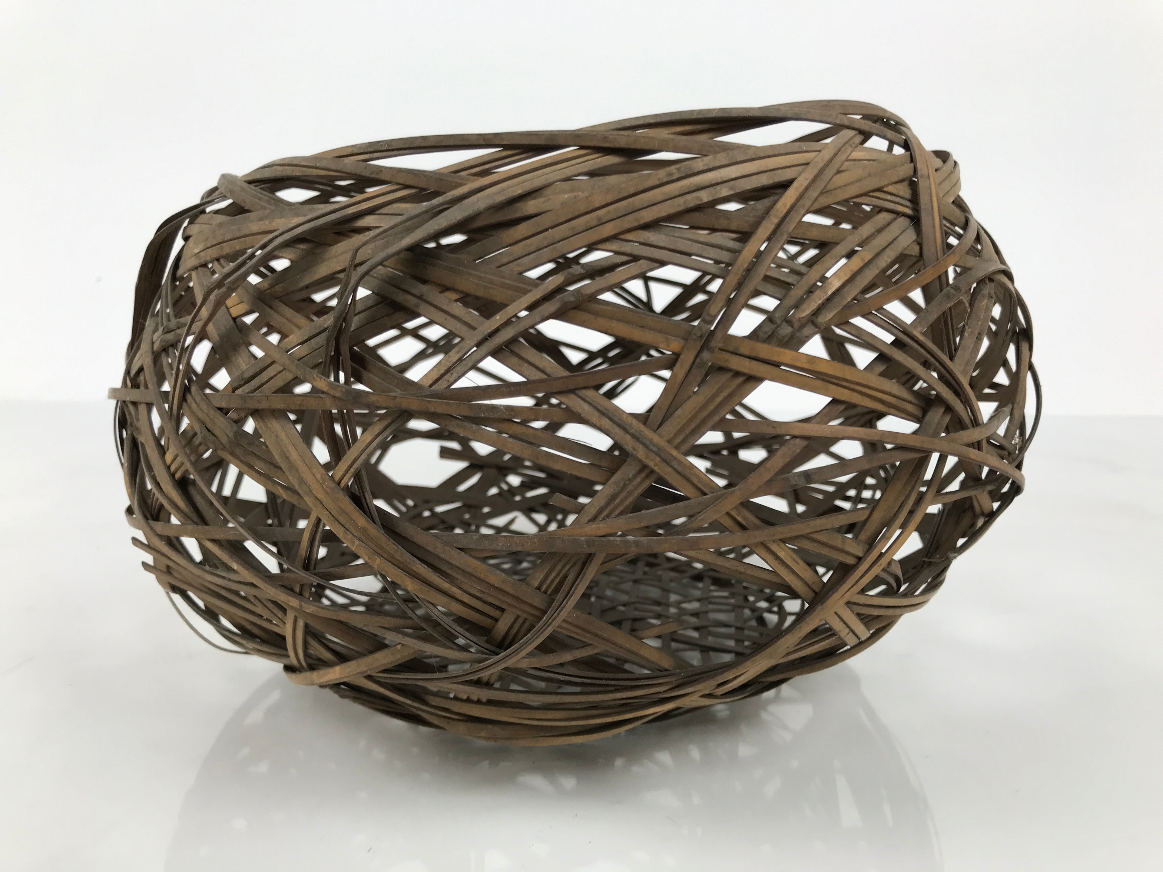 Japanese Handwoven Bamboo Basket Vtg Kago Ikebana Flower Arrangement Vase B271-KT - Basket-chidorivintage.com