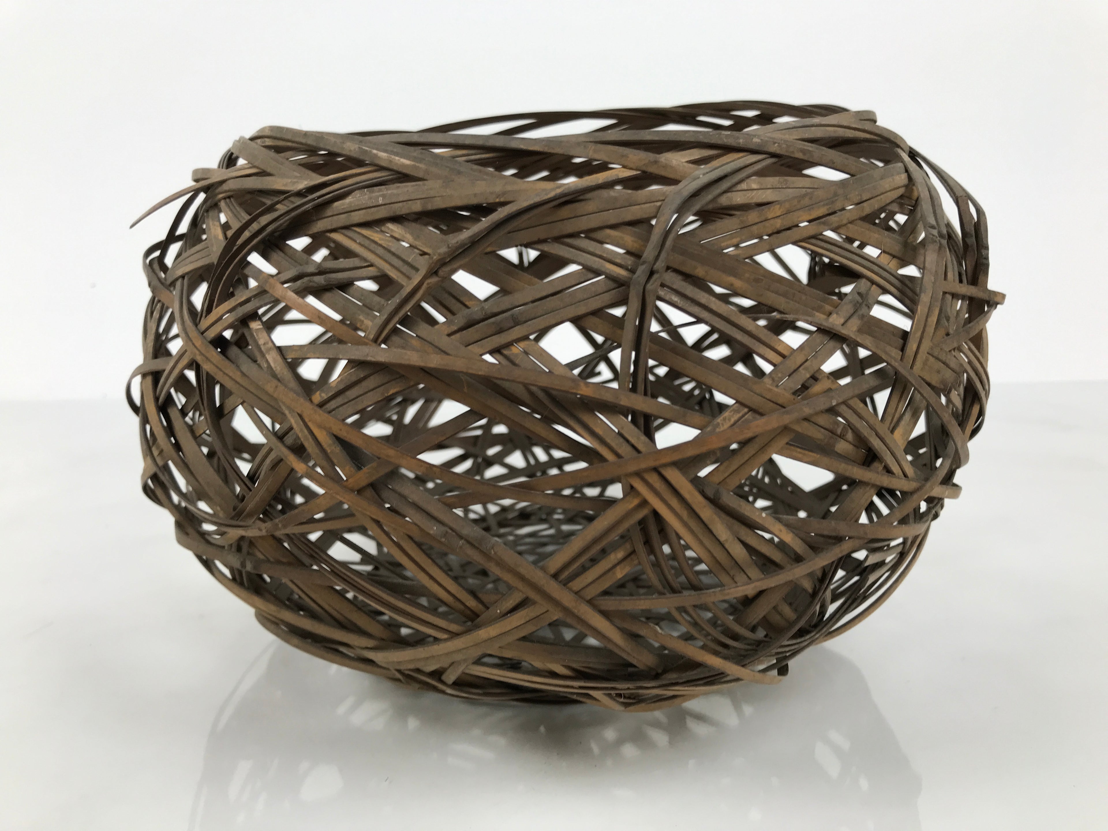 Japanese Handwoven Bamboo Basket Vtg Kago Ikebana Flower Arrangement Vase B271-KT - Basket-chidorivintage.com