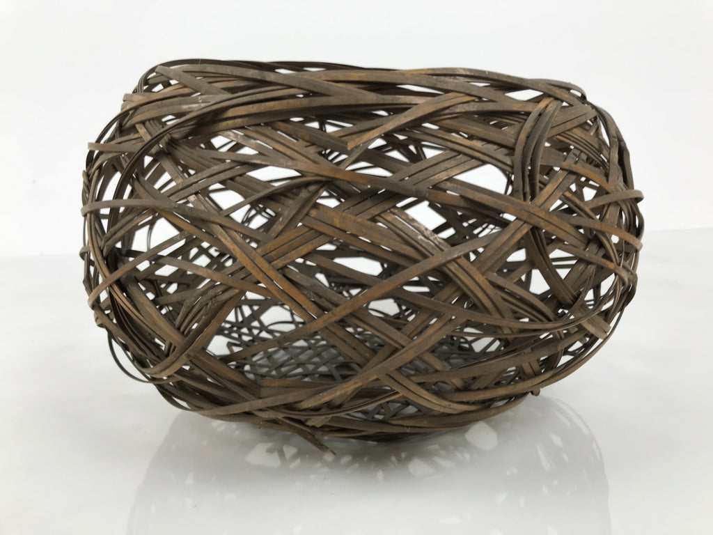 Japanese Handwoven Bamboo Basket Vtg Kago Ikebana Flower Arrangement Vase B271-KT - Basket-chidorivintage.com