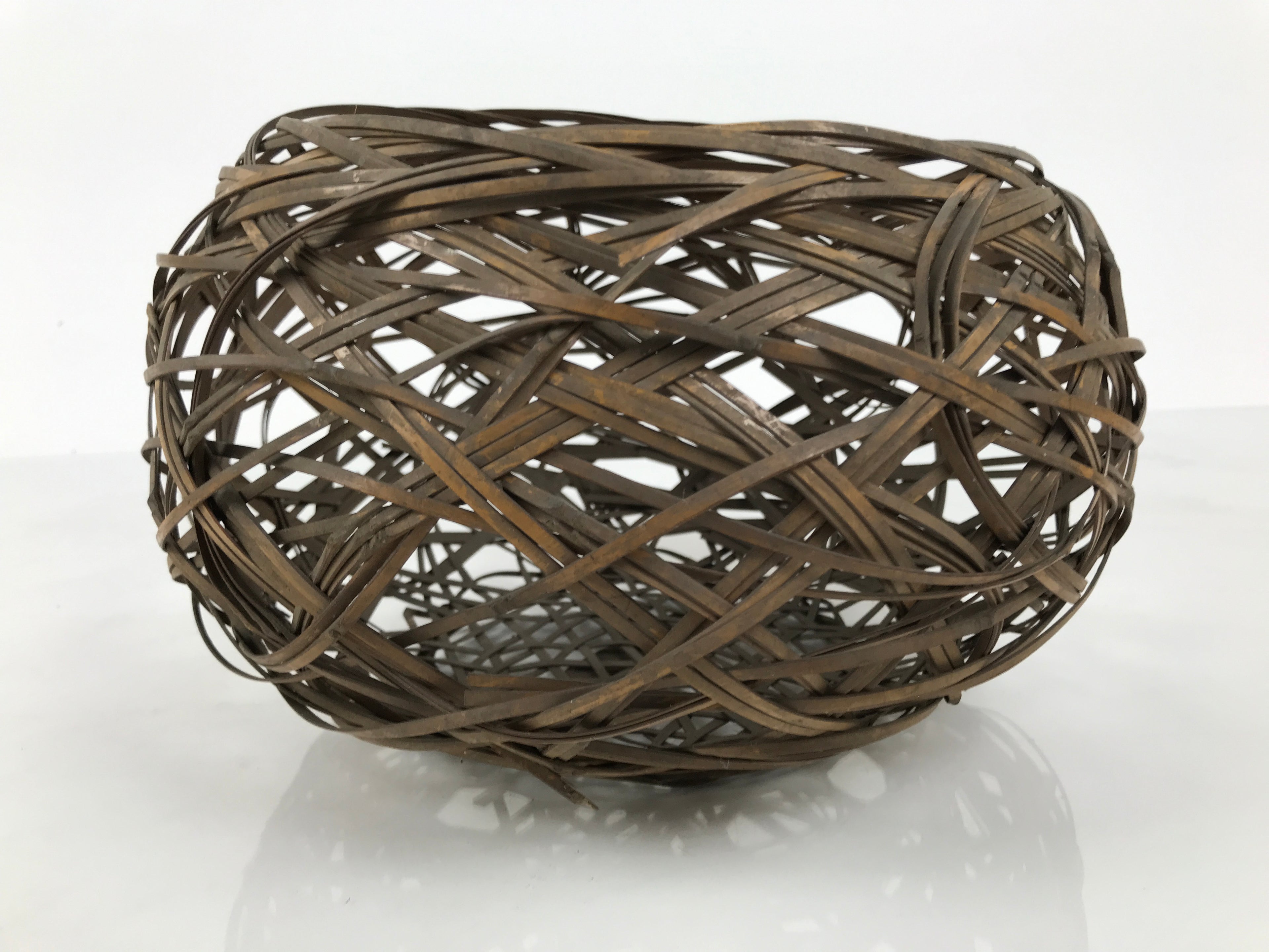 Japanese Handwoven Bamboo Basket Vtg Kago Ikebana Flower Arrangement Vase B271-KT - Basket-chidorivintage.com