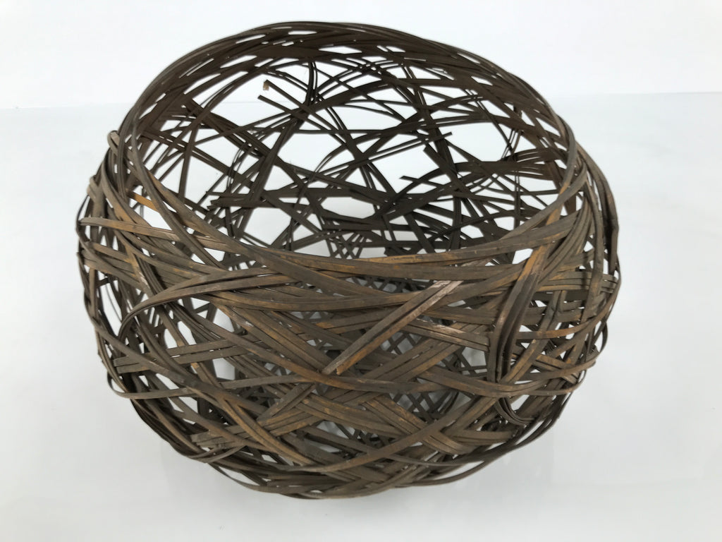 Japanese Handwoven Bamboo Basket Vtg Kago Ikebana Flower Arrangement Vase B271-KT - Basket-chidorivintage.com