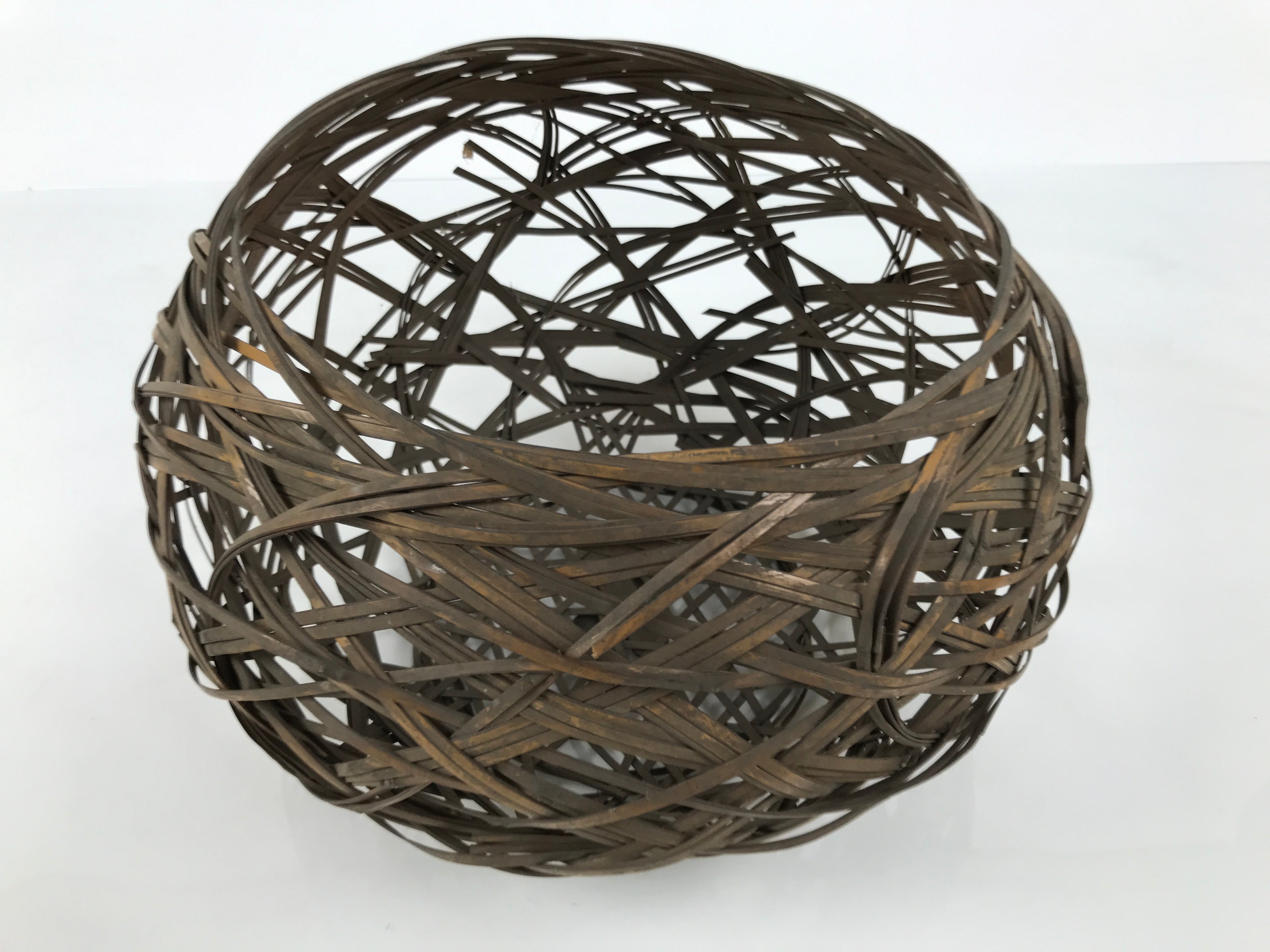Japanese Handwoven Bamboo Basket Vtg Kago Ikebana Flower Arrangement Vase B271-KT - Basket-chidorivintage.com