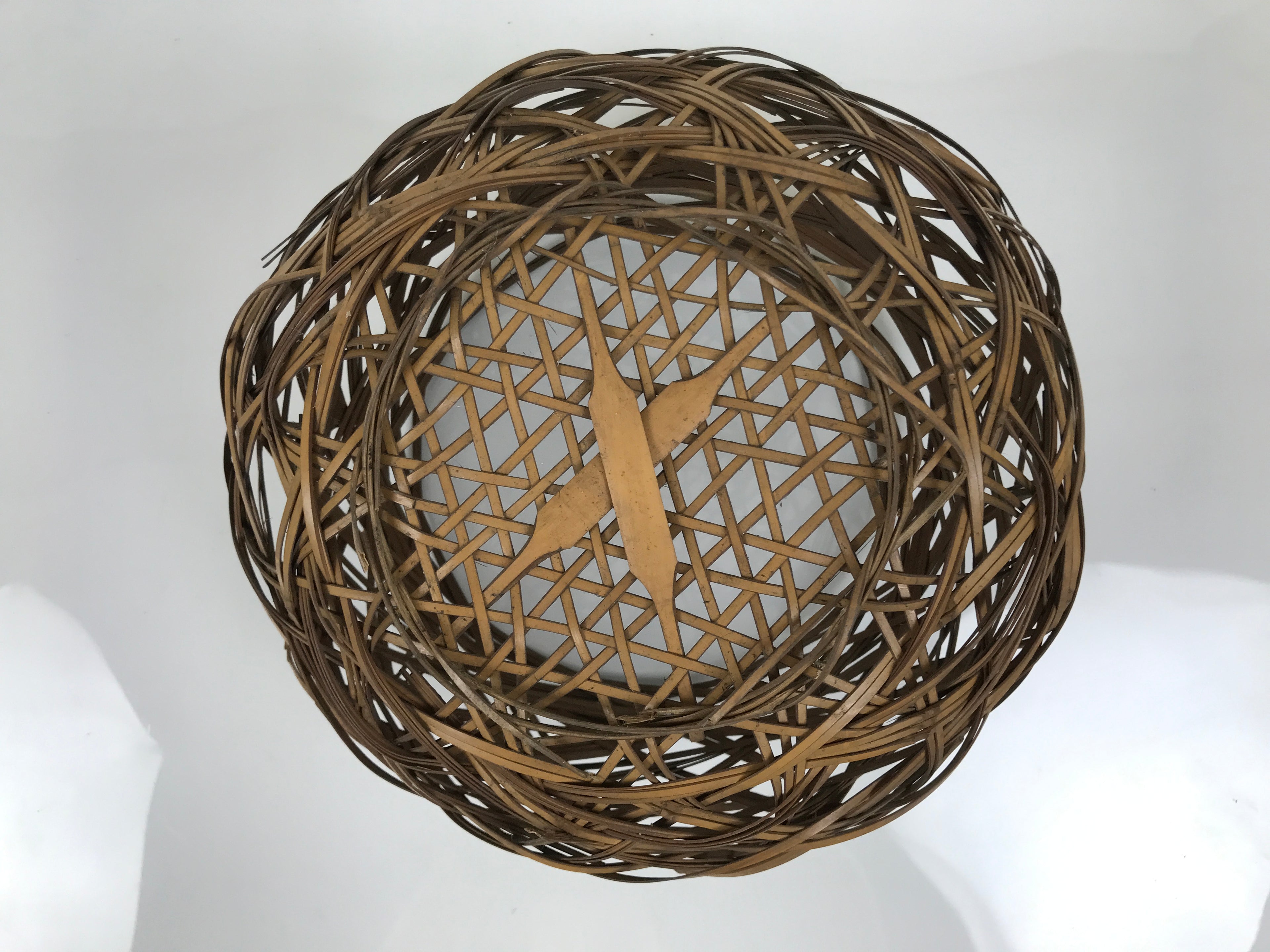 Japanese Handwoven Bamboo Basket Vtg Kago Ikebana Flower Arrangement Vase B271-KT - Basket-chidorivintage.com