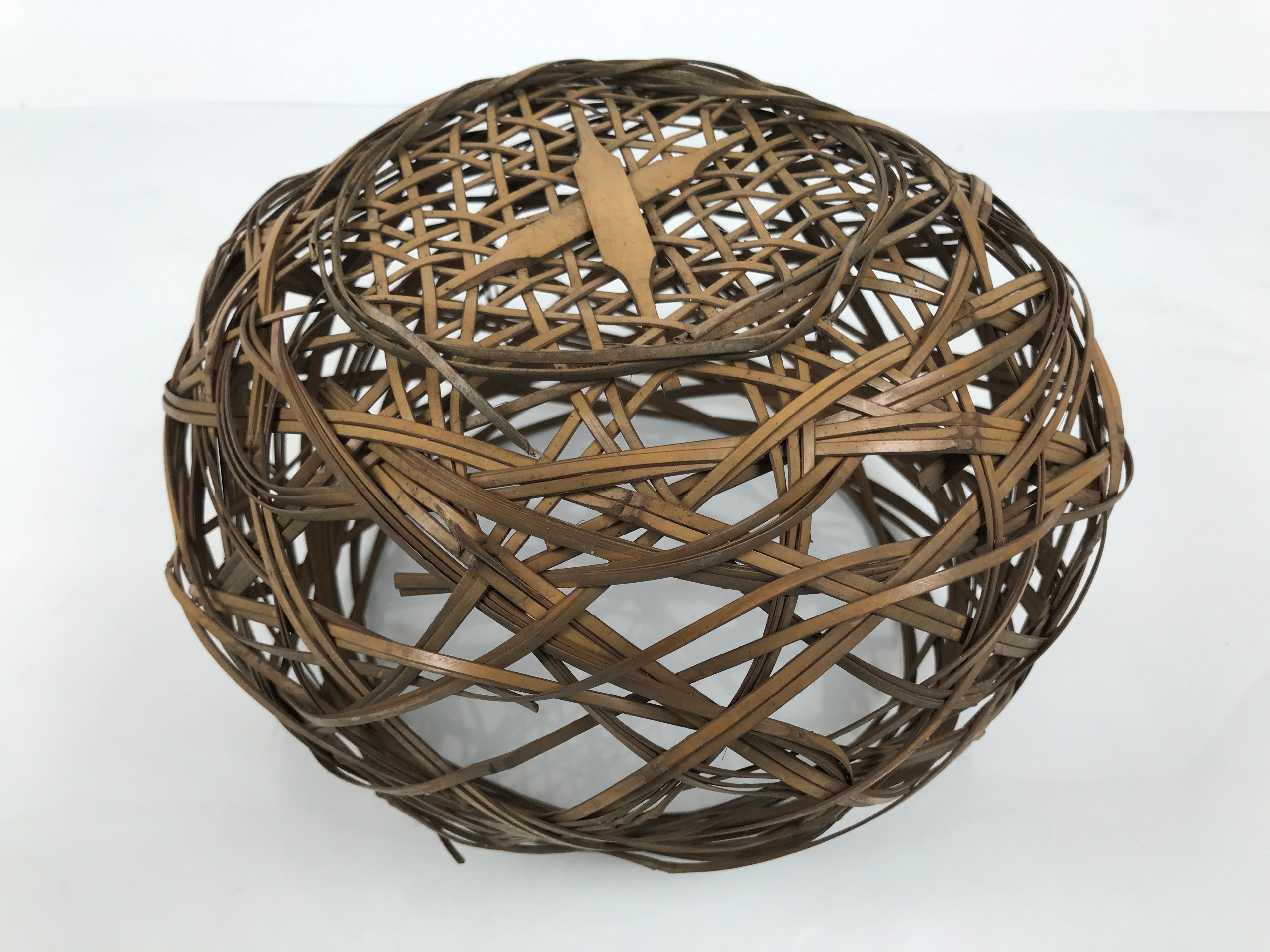 Japanese Handwoven Bamboo Basket Vtg Kago Ikebana Flower Arrangement Vase B271-KT - Basket-chidorivintage.com