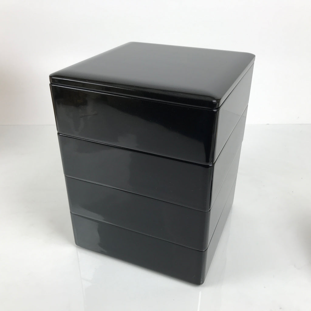 Japanese Lacquerware Lidded Bento Box 4 Tiers Wood Storage Box Black Red PX815-KT - Bento-chidorivintage.com