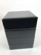 Japanese Lacquerware Lidded Bento Box 4 Tiers Wood Storage Box Black Red PX815-KT - Bento-chidorivintage.com