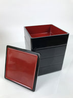 Japanese Lacquerware Lidded Bento Box 4 Tiers Wood Storage Box Black Red PX815-KT - Bento-chidorivintage.com