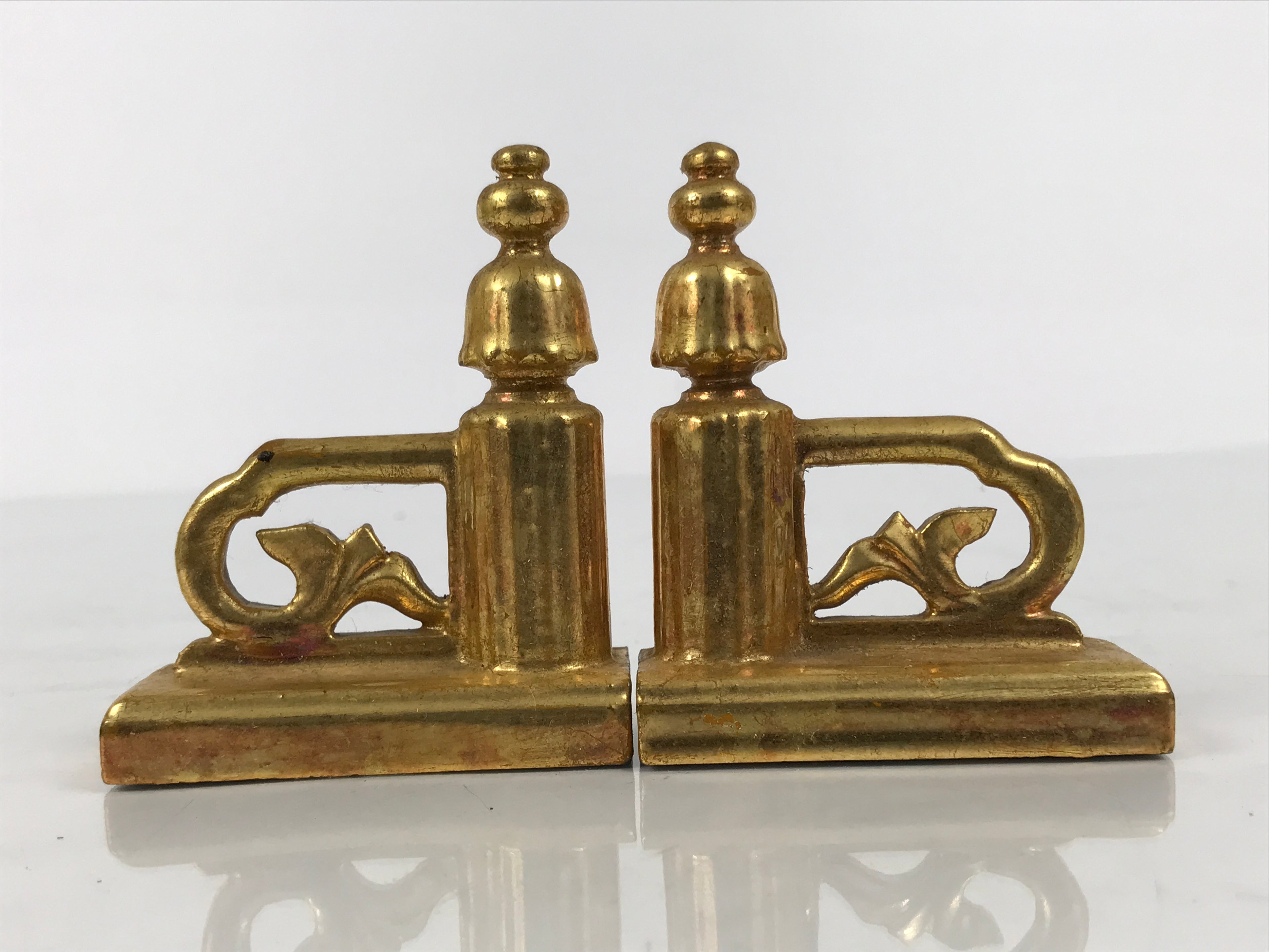 Japanese Buddhist Altar Wooden Kouran Railing Decorative Part Vtg 2pc Gold BP47-OT - Buddhist-chidorivintage.com