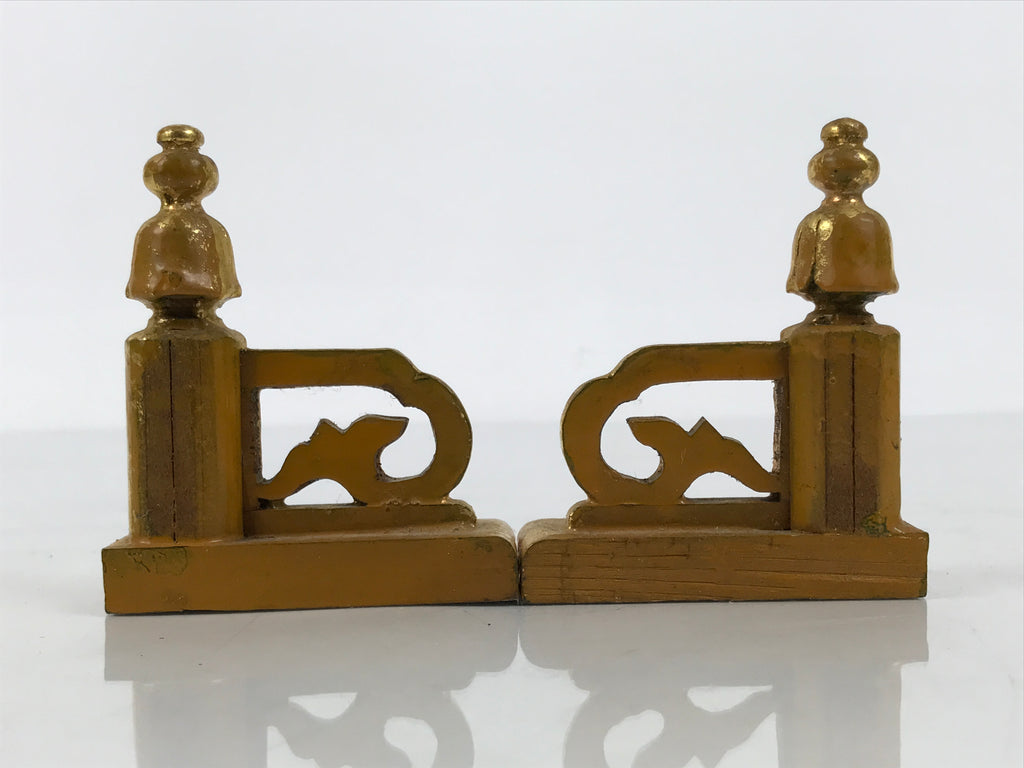 Japanese Buddhist Altar Wooden Kouran Railing Decorative Part Vtg 2pc Gold BP47-OT - Buddhist-chidorivintage.com