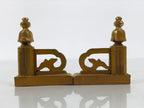 Japanese Buddhist Altar Wooden Kouran Railing Decorative Part Vtg 2pc Gold BP47-OT - Buddhist-chidorivintage.com