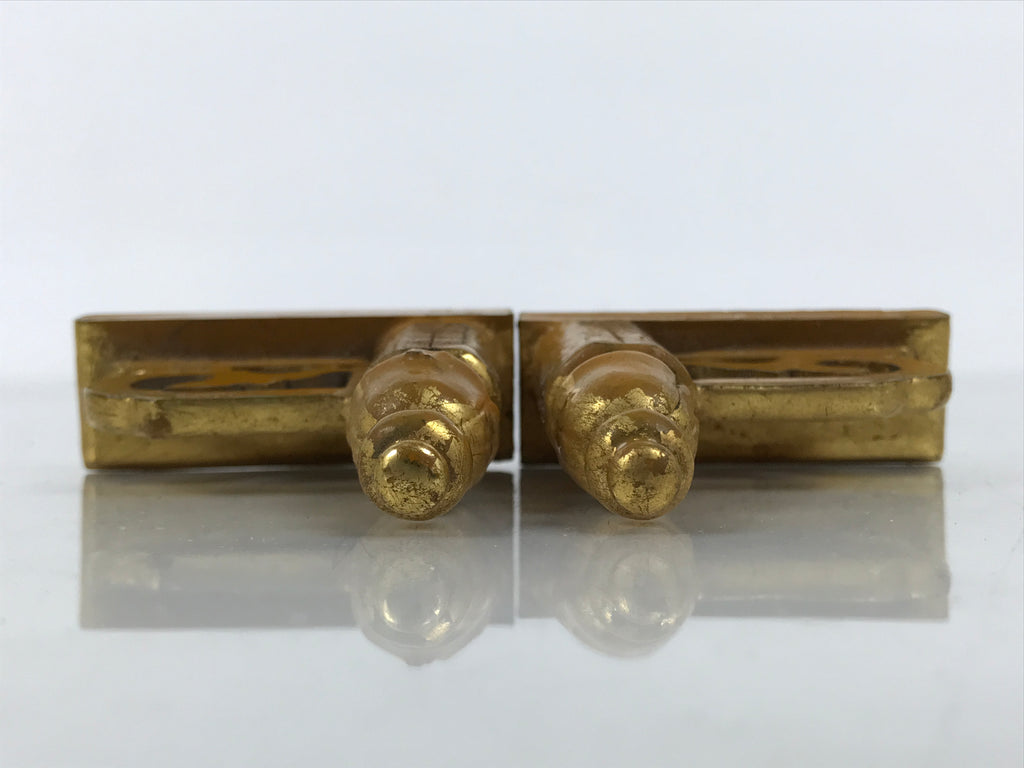 Japanese Buddhist Altar Wooden Kouran Railing Decorative Part Vtg 2pc Gold BP47-OT - Buddhist-chidorivintage.com