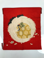 Japanese Fukusa Gift Envelope Silk Cover Vtg Crane Tsuru Wedding Birth Red BT21-TX - Other-chidorivintage.com