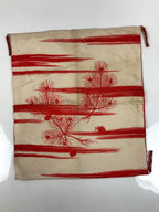 Japanese Fukusa Gift Envelope Silk Cover Vtg Crane Tsuru Wedding Birth Red BT21-TX - Other-chidorivintage.com