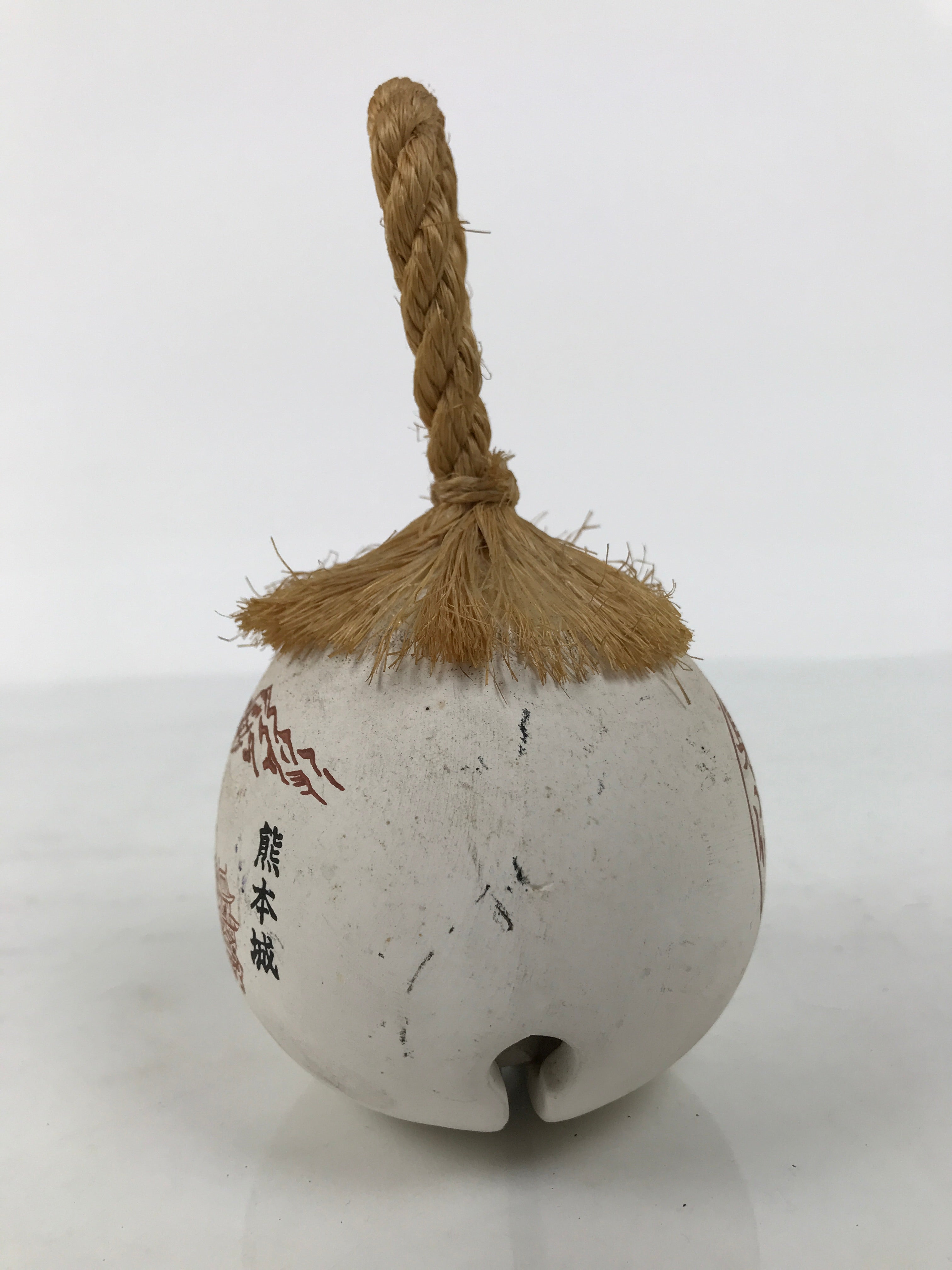 Japanese Clay Bell Dorei Vtg Tsuchi-Suzu Amulet Kumamoto Castle White DR689-AD - Dorei-chidorivintage.com