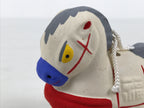 Japanese Clay Bell Dorei Horse Vtg Tsuchi-Suzu Zodiac Animal Uma White Red DR690-AD - Dorei-chidorivintage.com
