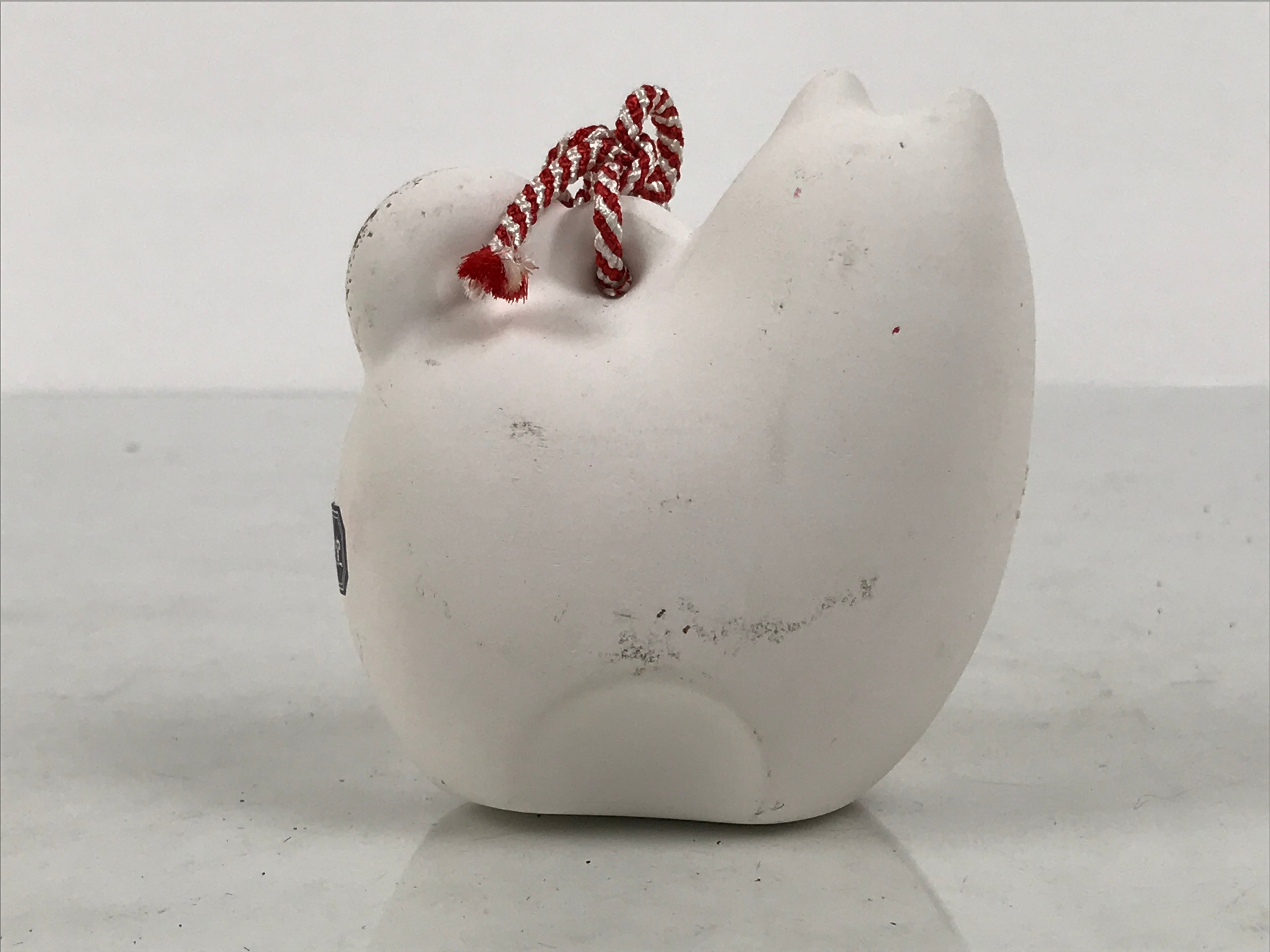 Japanese Clay Bell Dorei Dog Vtg Tsuchi-Suzu Zodiac Animal White Red DR692-AD - Dorei-chidorivintage.com