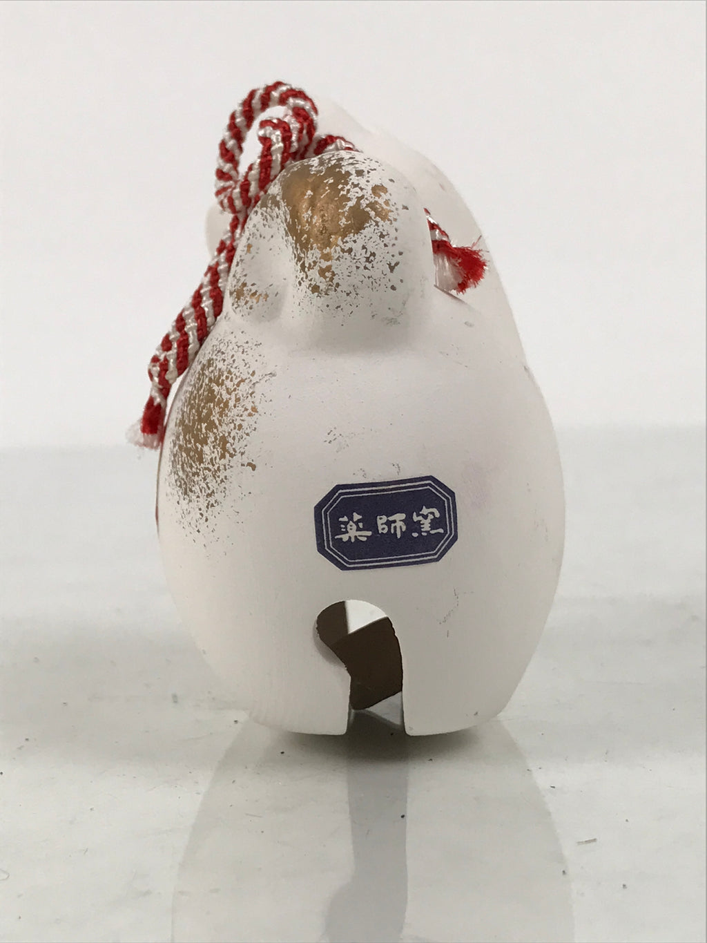 Japanese Clay Bell Dorei Dog Vtg Tsuchi-Suzu Zodiac Animal White Red DR692-AD - Dorei-chidorivintage.com