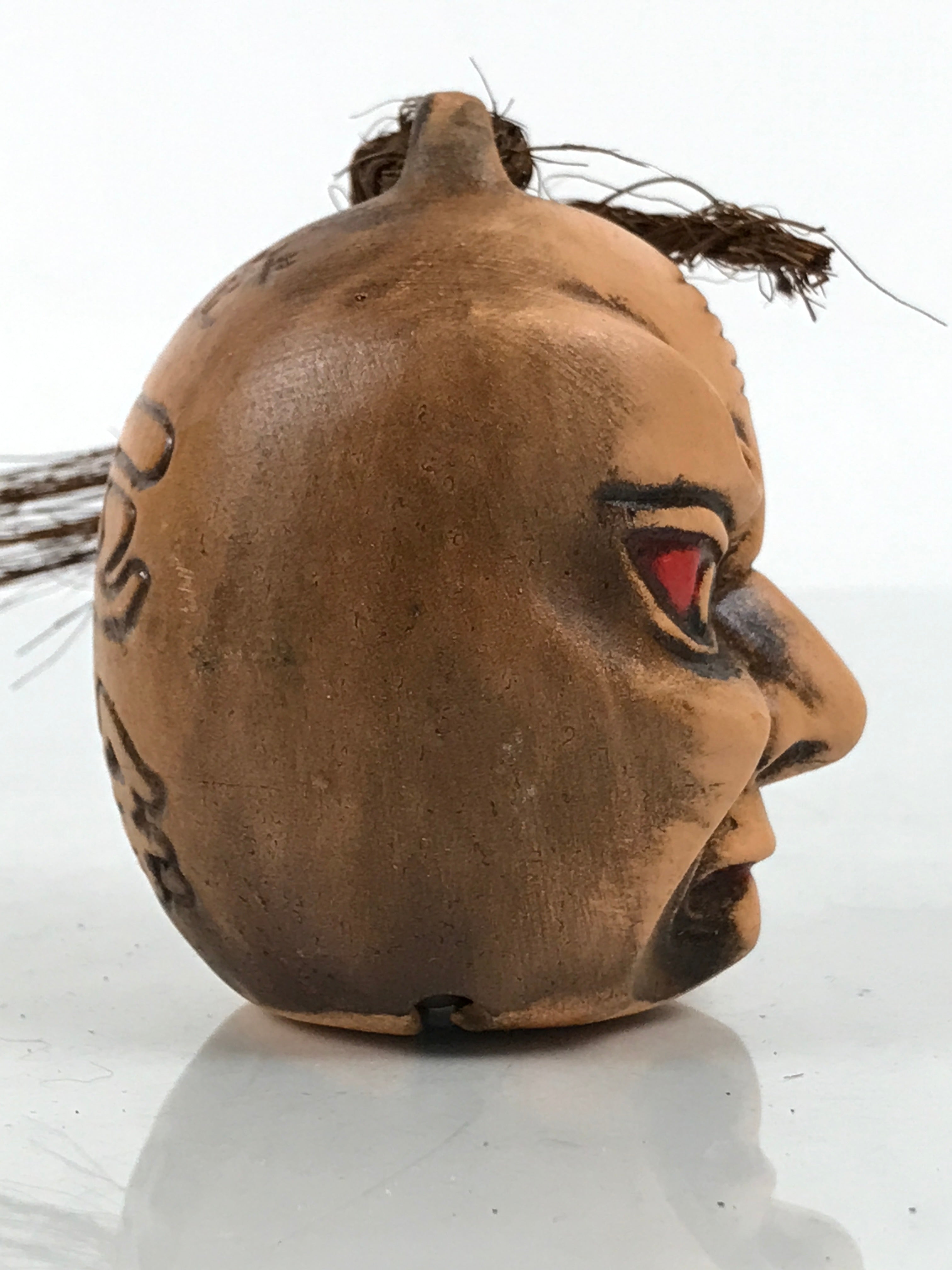 Japanese Clay Bell Dorei Demon Face Vtg Tsuchi-Suzu Folk Art Noto Brown DR693-AD - Dorei-chidorivintage.com