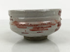Japanese Ceramic Green Tea Bowl Matcha Chawan Vtg Pottery Kanji Gray Red CHB176-KT - Bowl-chidorivintage.com