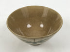 Japanese Ceramic Rice Bowl Chawan Vtg Bamboo Leaf Beige Crackle Pottery Y619-KT - Bowl-chidorivintage.com