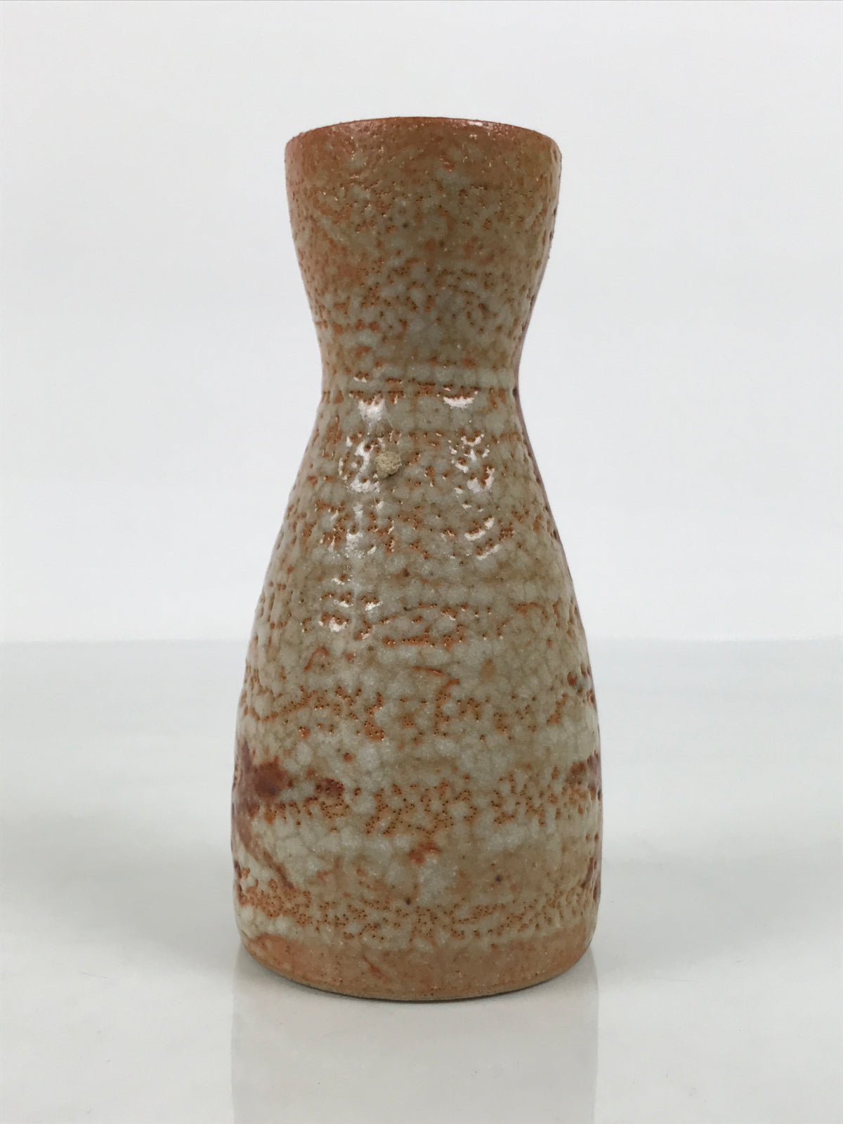 Japanese Shino Ceramic Sake Bottle Tokkuri Vtg Bamboo Brown Orange White TS931-KT - Sake Bottle-chidorivintage.com