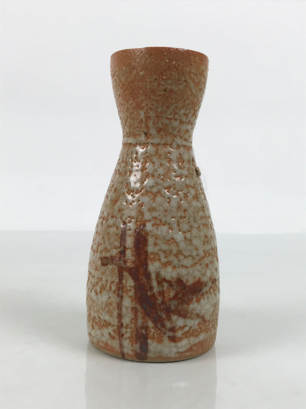 Japanese Shino Ceramic Sake Bottle Tokkuri Vtg Bamboo Brown Orange White TS931-KT - Sake Bottle-chidorivintage.com