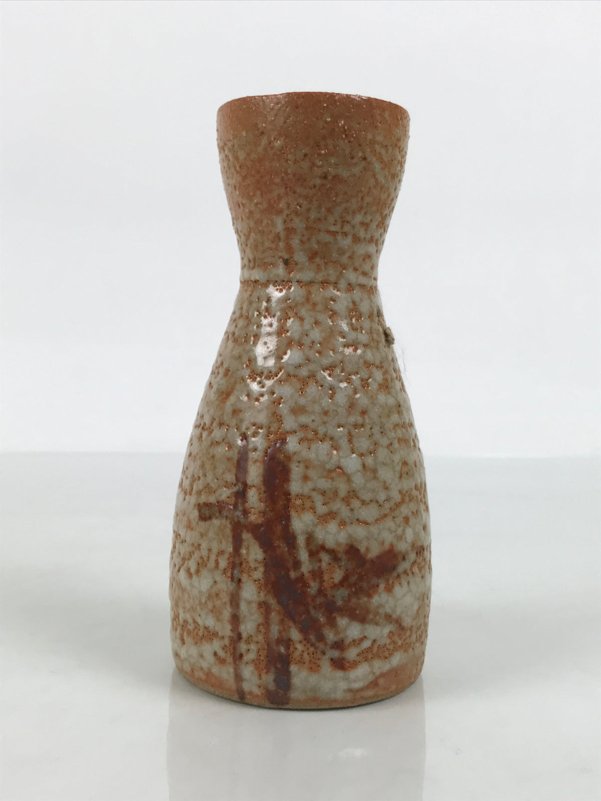 Japanese Shino Ceramic Sake Bottle Tokkuri Vtg Bamboo Brown Orange White TS931-KT - Sake Bottle-chidorivintage.com