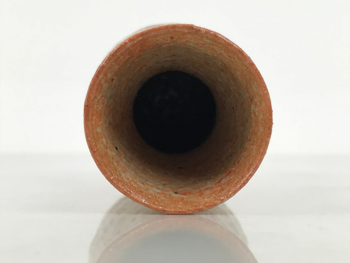 Japanese Shino Ceramic Sake Bottle Tokkuri Vtg Bamboo Brown Orange White TS931-KT - Sake Bottle-chidorivintage.com