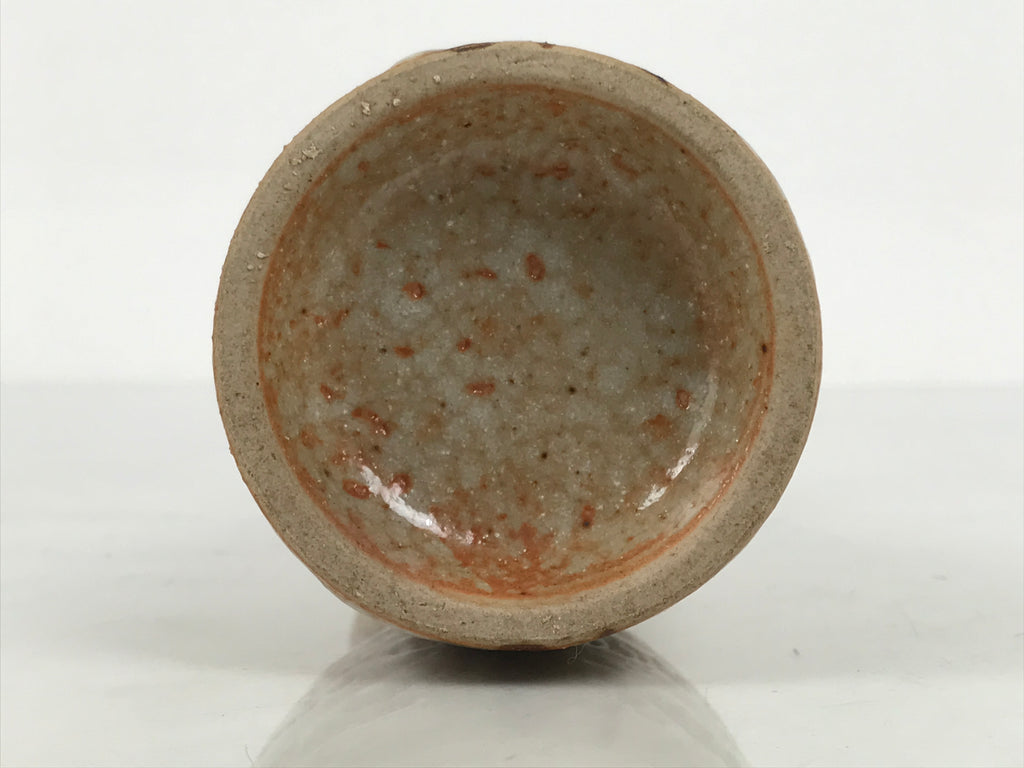Japanese Shino Ceramic Sake Bottle Tokkuri Vtg Bamboo Brown Orange White TS931-KT - Sake Bottle-chidorivintage.com