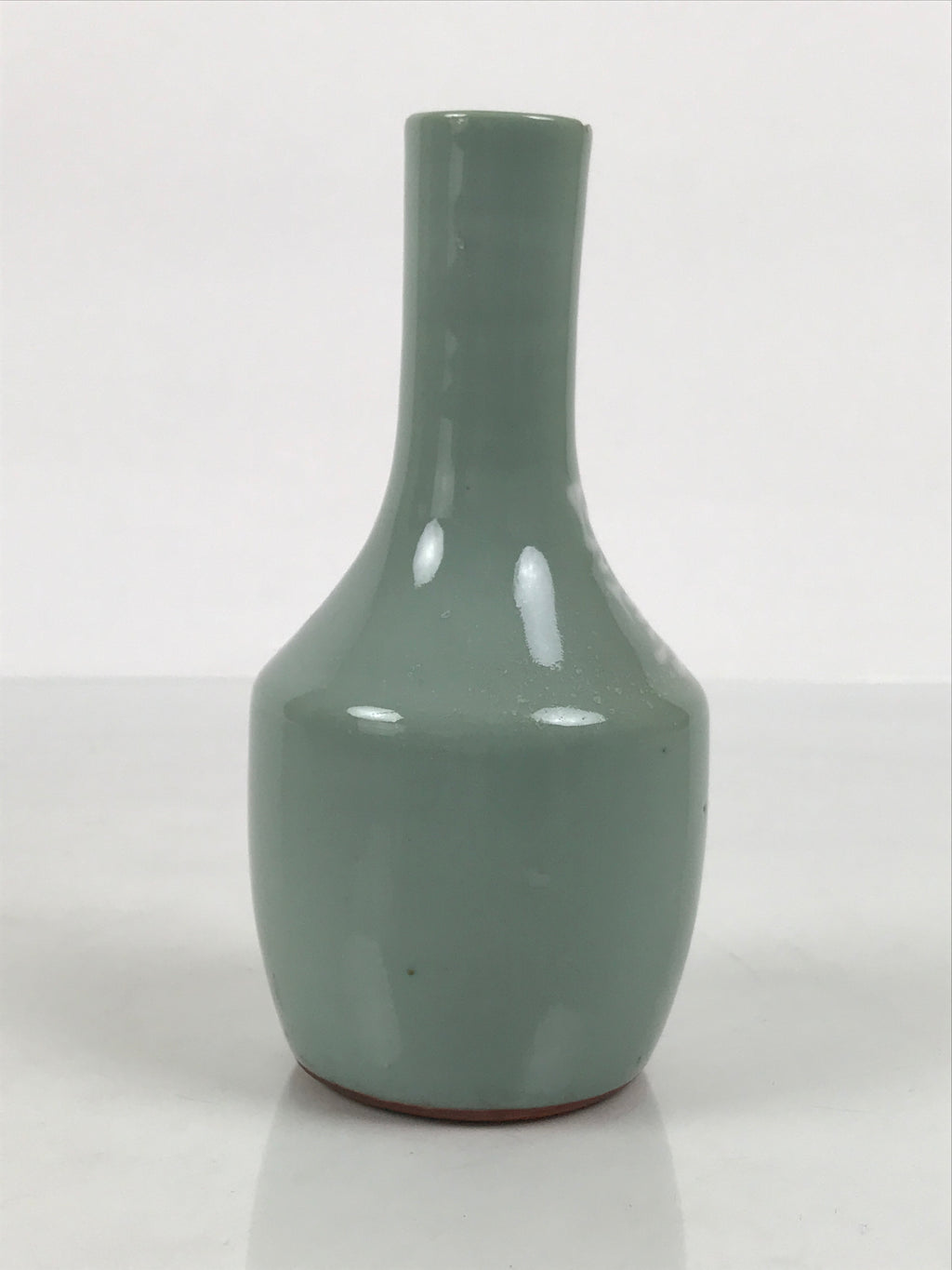 Japanese Porcelain Sake Bottle Tokkuri Vtg Celadon Green Shirayuki Naniwa TS932-KT - Sake Bottle-chidorivintage.com