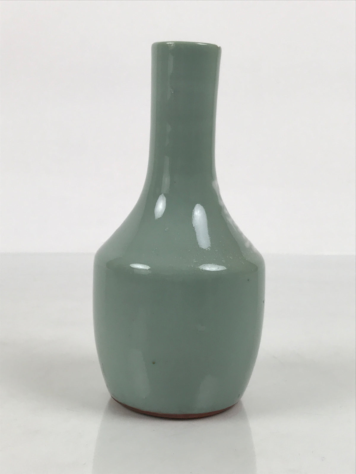 Japanese Porcelain Sake Bottle Tokkuri Vtg Celadon Green Shirayuki Naniwa TS932-KT - Sake Bottle-chidorivintage.com