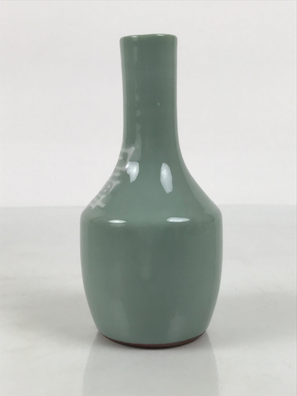 Japanese Porcelain Sake Bottle Tokkuri Vtg Celadon Green Shirayuki Naniwa TS932-KT - Sake Bottle-chidorivintage.com